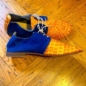 Gorgeous handmade vibrant blue and yellow shoes, size 9